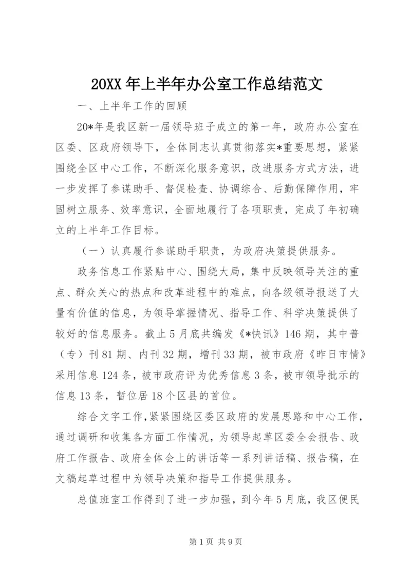 某年上半年办公室工作总结范文.docx