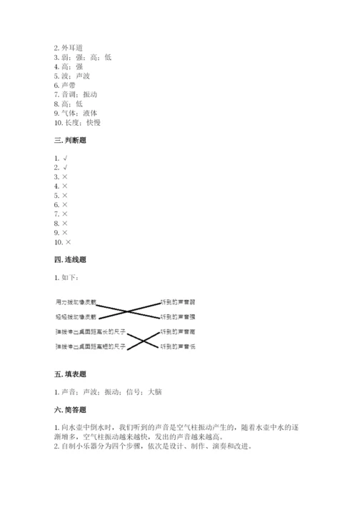 教科版 科学四年级上册第一单元声音测试卷附完整答案（网校专用）.docx