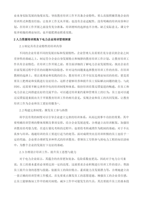 基于人力资源管理视角下电力企业培训管理分析.docx