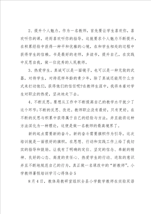 小学教师暑假培训学习心得体会