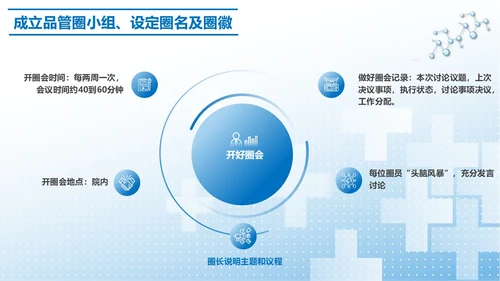 蓝色简约提高门诊治疗患者健康教育的满意度PPT模板品管圈医疗质量管理品管圈