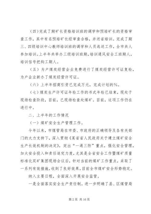 市煤管局上半年工作总结暨下半年工作安排.docx