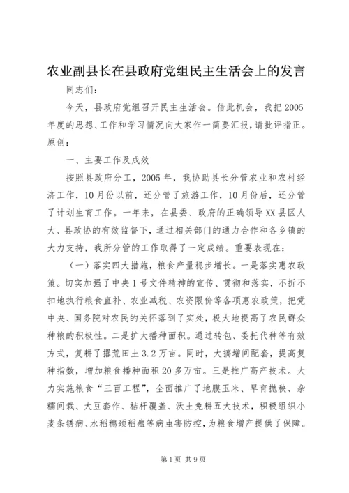 农业副县长在县政府党组民主生活会上的发言.docx