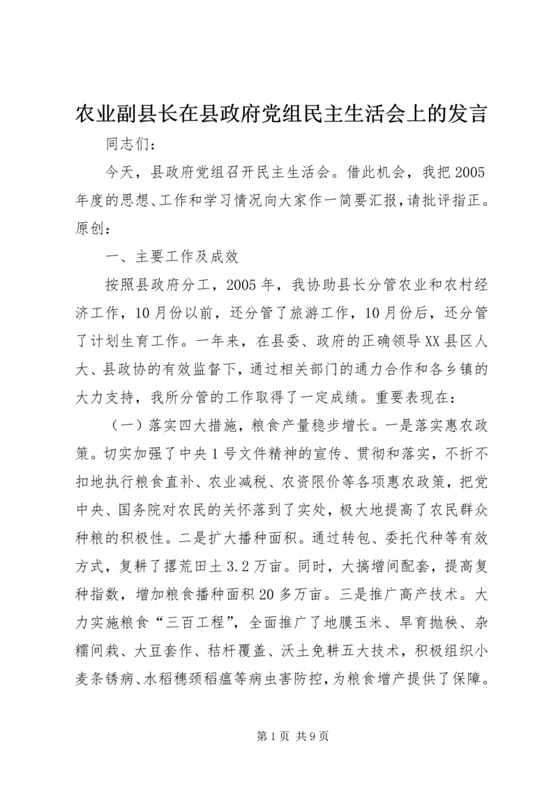 农业副县长在县政府党组民主生活会上的发言.docx