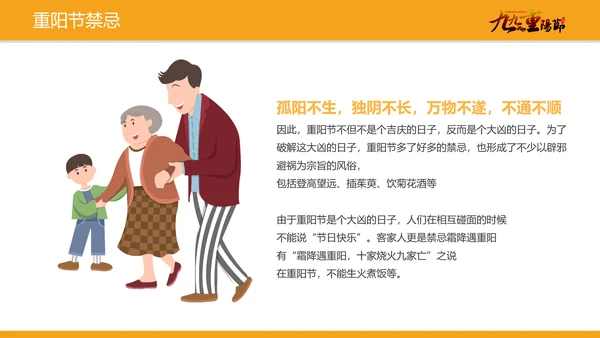 中国风卡通重阳节教学介绍PPT模板