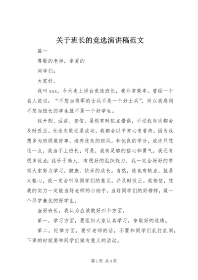 关于班长的竞选演讲稿范文.docx