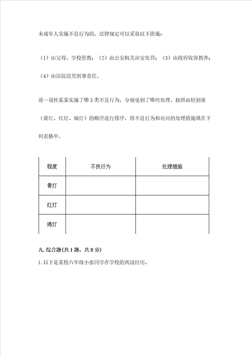 2022-2023部编版六年级上册道德与法治期末测试卷及参考答案（黄金题型）