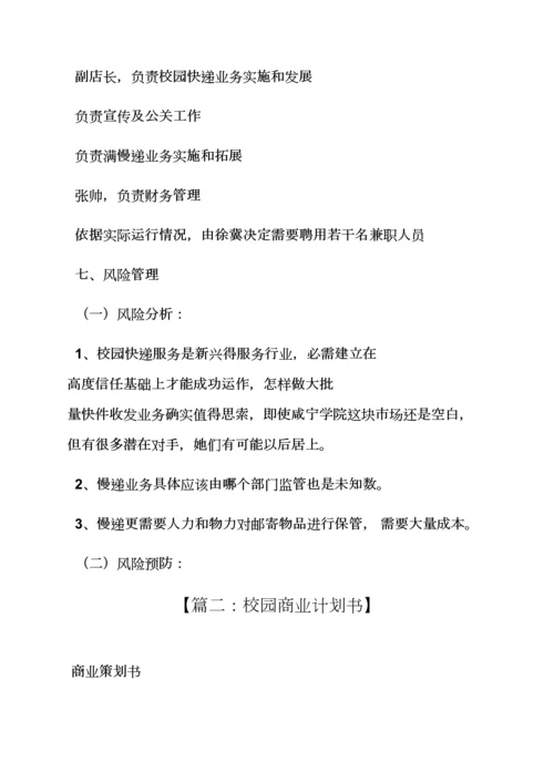 工作专题计划之校园商业专题计划书范文.docx