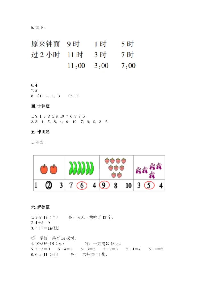 小学一年级上册数学期末测试卷及参考答案【b卷】.docx