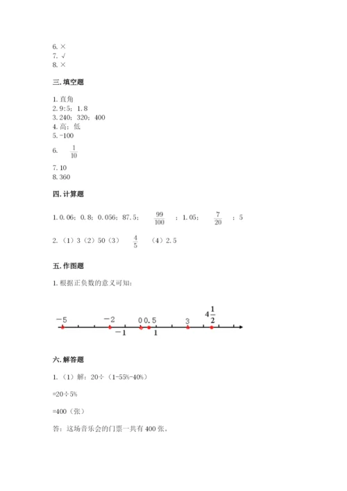 冀教版小学六年级下册数学期末综合素养测试卷附参考答案【综合卷】.docx