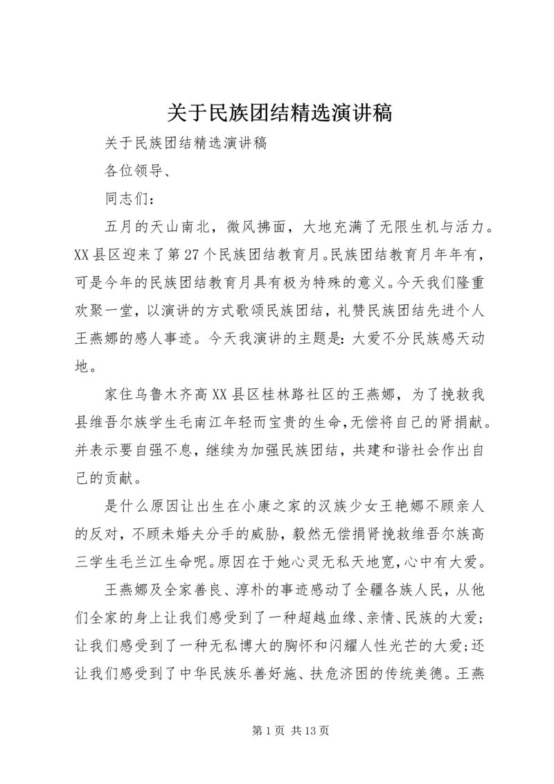 关于民族团结精选演讲稿.docx