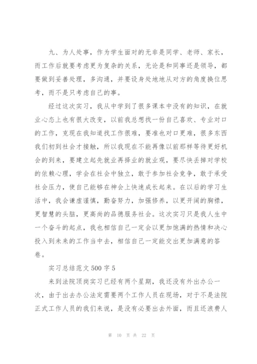 实习总结范文500字10篇.docx