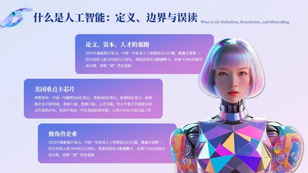 蓝紫色创意风AI人工智能PPT模板