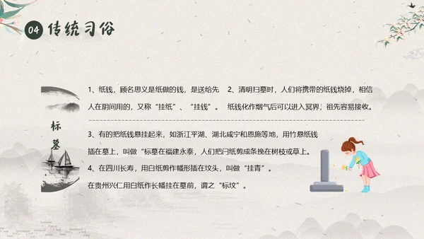 清明节知识清明节气清明扫墓清明习俗清明养生PPT