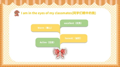 2橙色贴纸卡通可爱中小学生班干部竞选英语自我介绍模板英文自我介绍