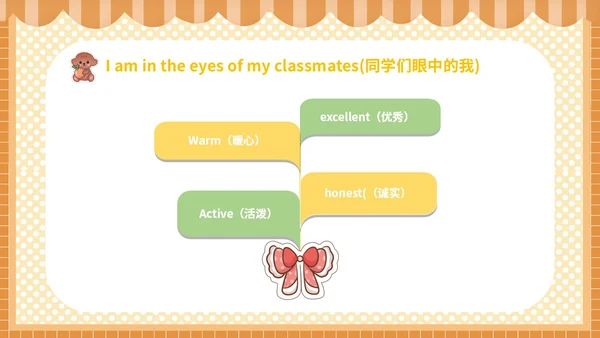 2橙色贴纸卡通可爱中小学生班干部竞选英语自我介绍模板英文自我介绍