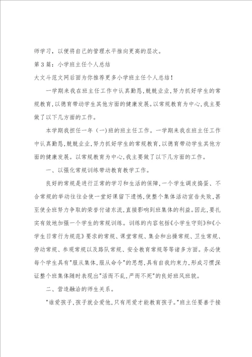 小学班主任个人总结