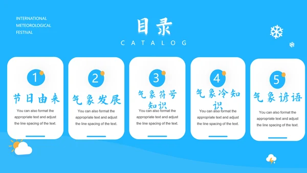 蓝色国际气象节PPT课件模板