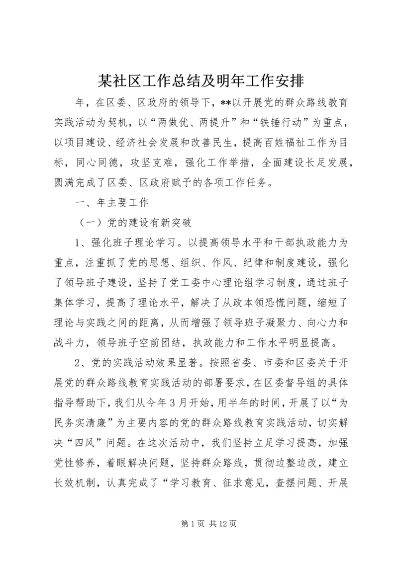 某社区工作总结及明年工作安排.docx