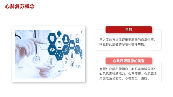 红色简约心肺复苏PPT