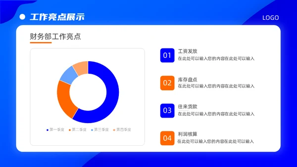 商务蓝扁平插画年终总结汇报通用PPT演示模板