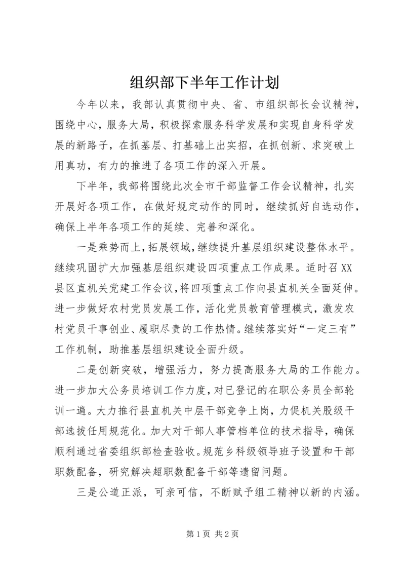 组织部下半年工作计划.docx