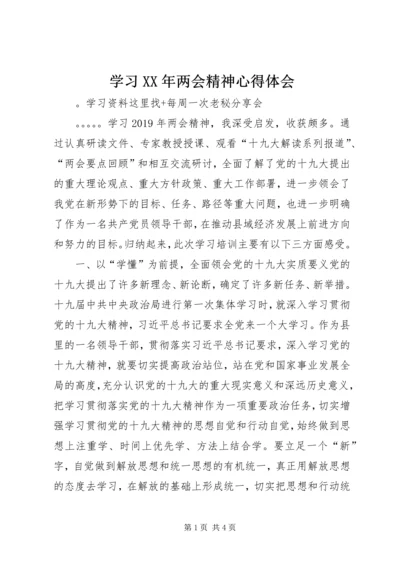 学习XX年两会精神心得体会.docx