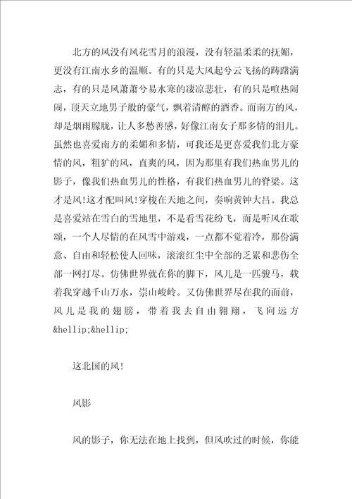 以风为话题的900字作文