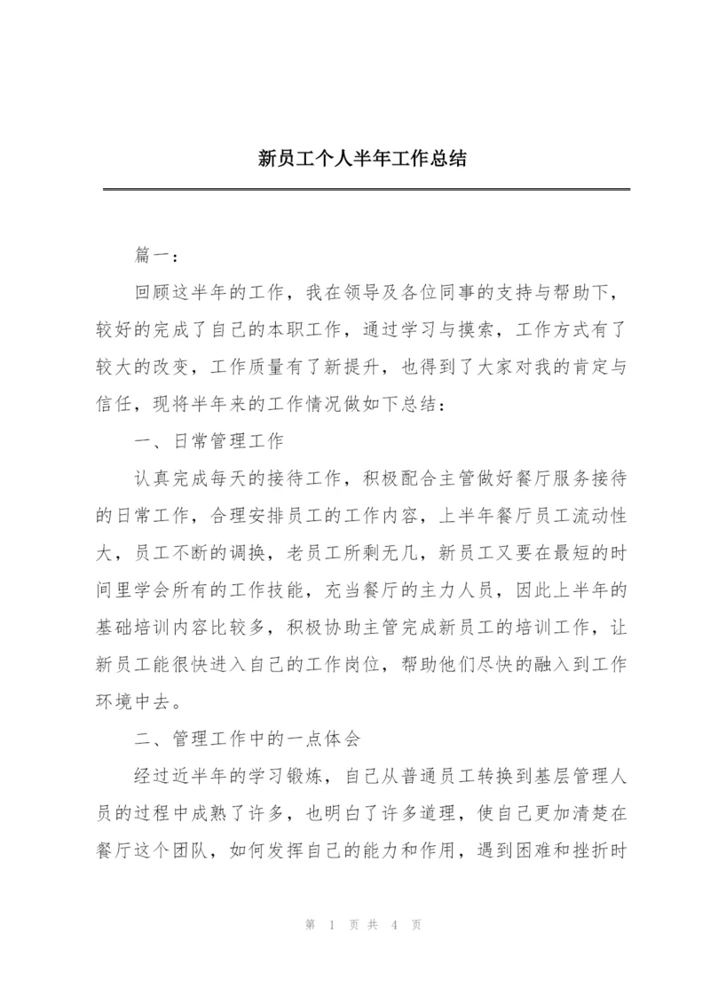 新员工个人半年工作总结.docx