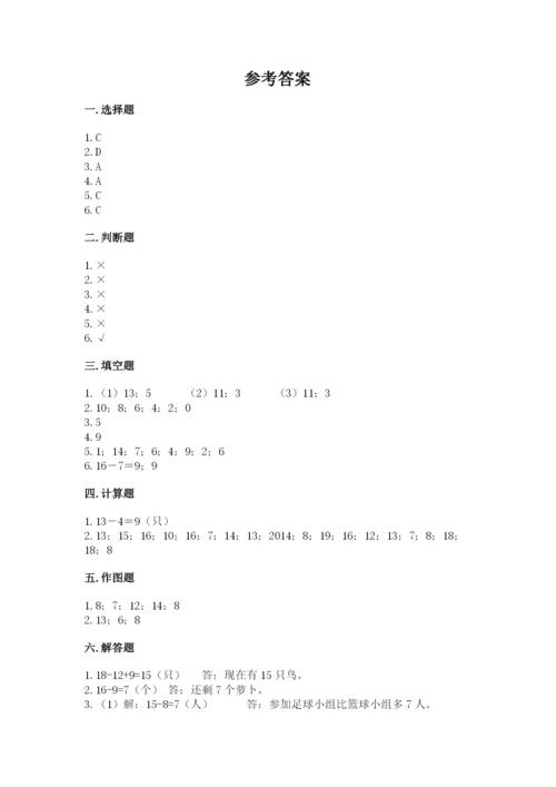 苏教版一年级下册数学第一单元-20以内的退位减法-测试卷有解析答案.docx