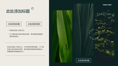 绿色小清新风格通用PPT演示模板