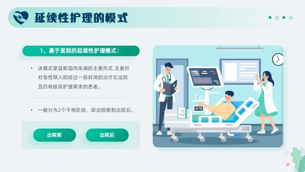 绿色小清新简约医疗护理汇报延续性护理服务工作总结PPT模板