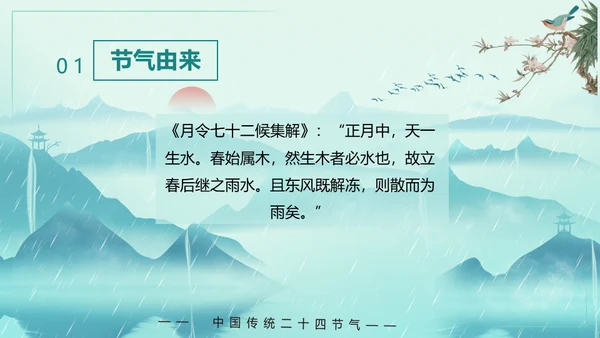 中国风雨水二十四节气山峦叠嶂通用PPT模板