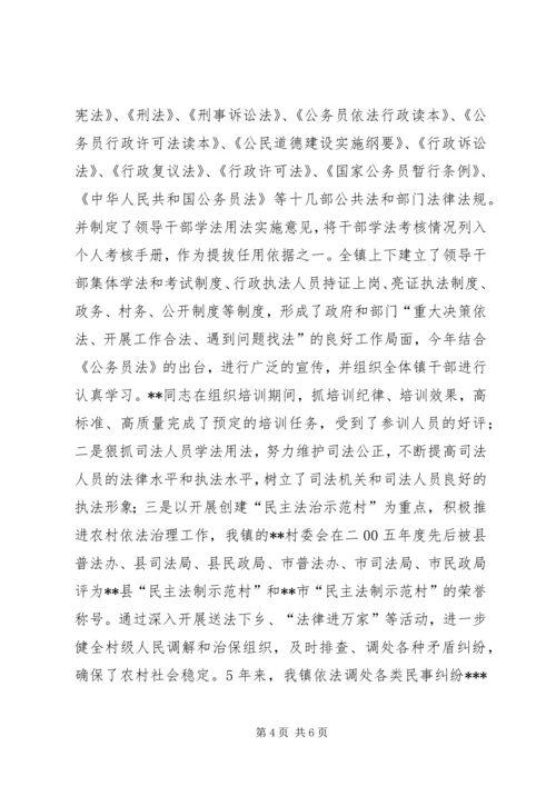 实施普法战略　打造平安XX记镇党委书记“四五”普法先进事迹.docx