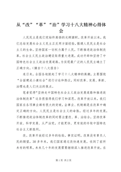 从“改”“革”“治”学习十八大精神心得体会.docx