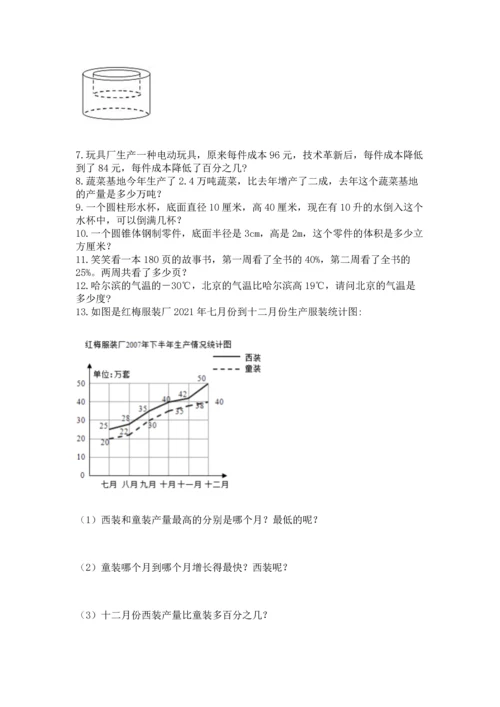 六年级小升初数学解决问题50道（综合题）word版.docx