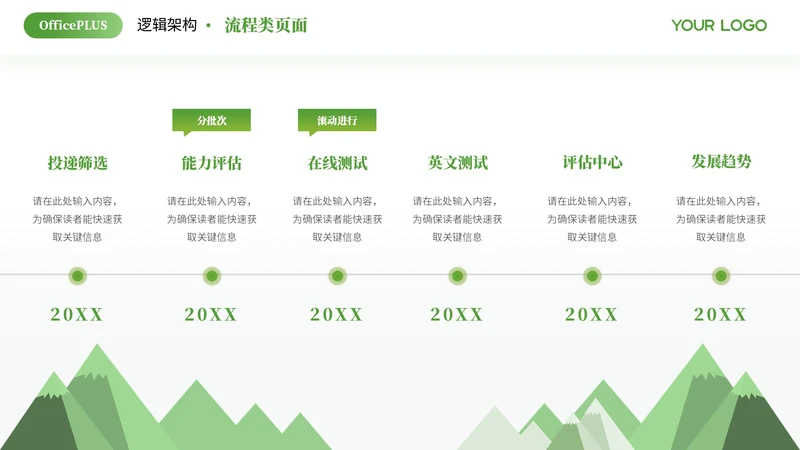 绿色商务风6项流程PPT单页