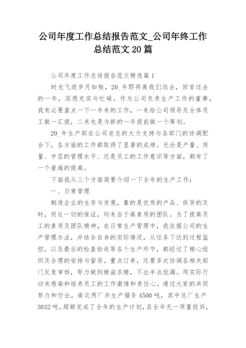 公司年度工作总结报告范文_公司年终工作总结范文20篇.docx