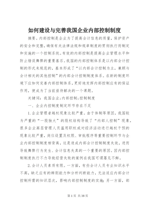 如何建设与完善我国企业内部控制制度.docx