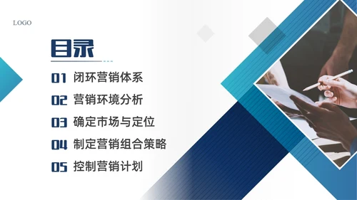 蓝色商务形状闭环营销PPT课件