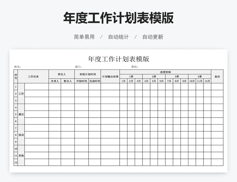 年度工作计划表模版