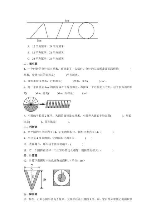 5.3圆的面积（讲义）（知识梳理 专项练习）六年级数学上册人教版