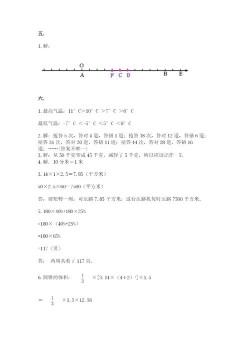 小学六年级下册数学摸底考试题附精品答案.docx