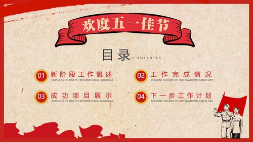 复古致敬最美劳动者总工会庆祝五一劳动节PPT