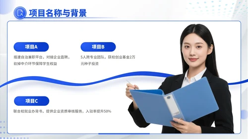 蓝色商务风职场新势力：个人职场简历介绍PPT模板
