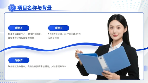 蓝色商务风职场新势力：个人职场简历介绍PPT模板