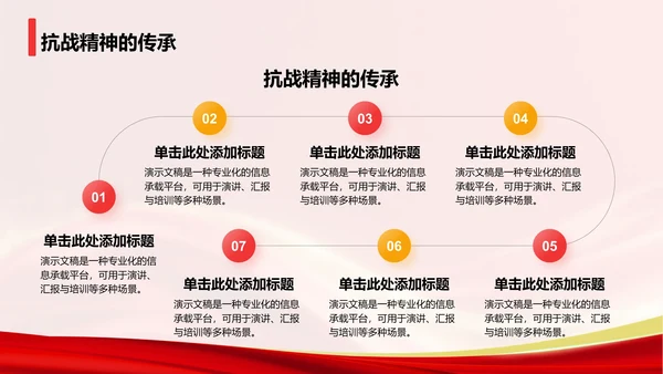 红色党政风抗日战争英雄事迹展示PPT模板