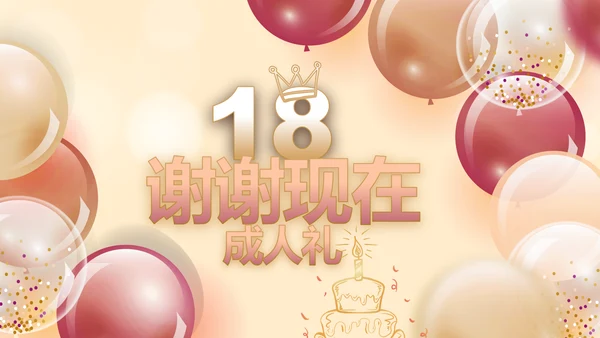 18岁成人礼生日快乐纪念册相册动态PPT模板