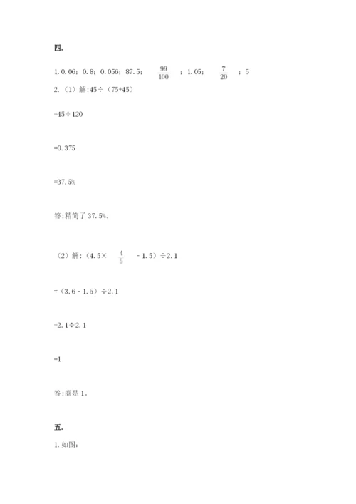 小学六年级数学毕业试题及答案（易错题）.docx