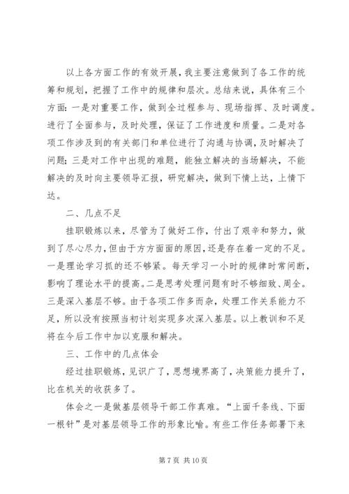 乡镇挂职锻炼总到乡镇下派挂职锻炼工作情况汇报.docx